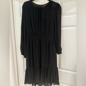 J Crew black chiffon dress L